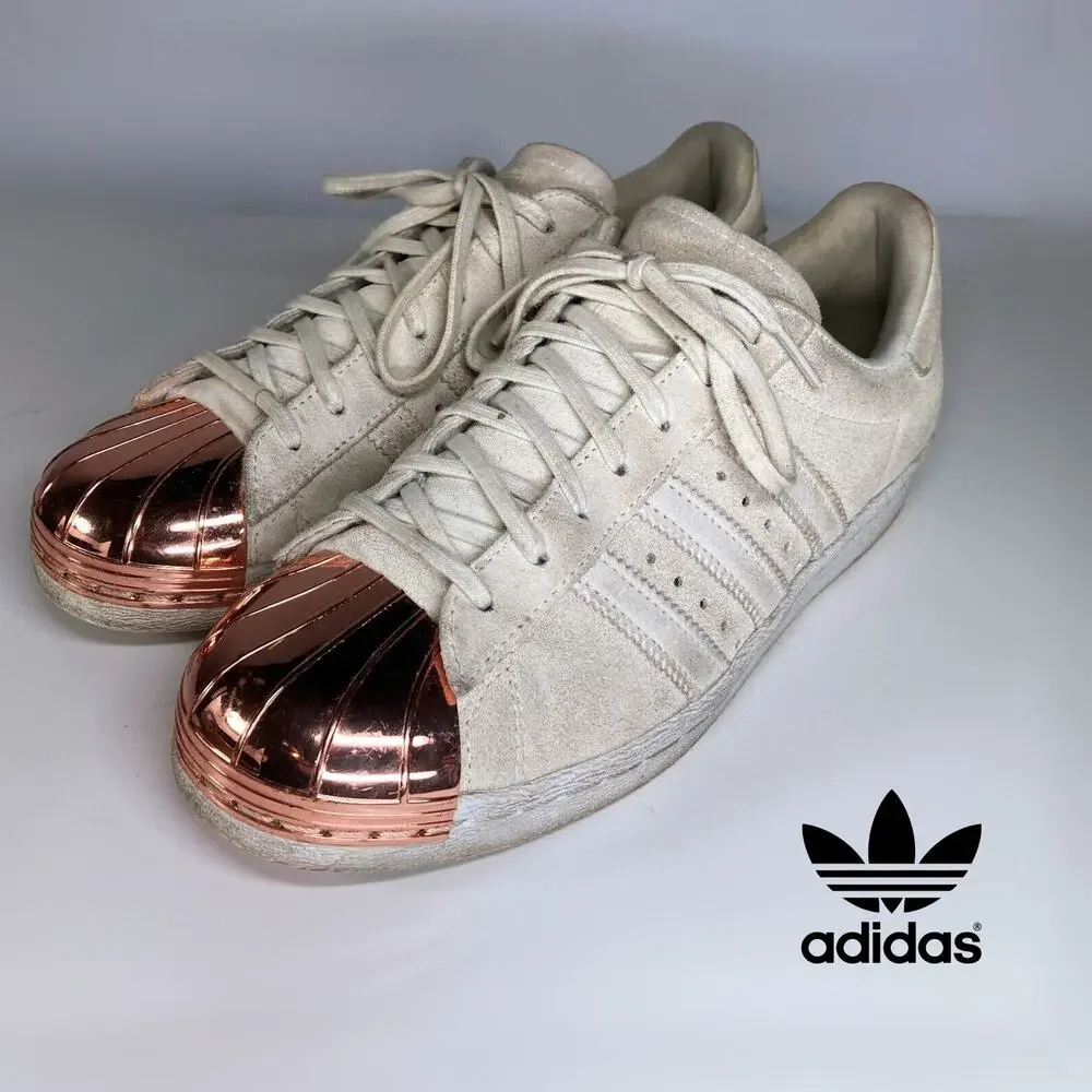 Adidas Superstar 80's Copper Cap Toe Suede Off White Sneakers Womens Size 7.5
